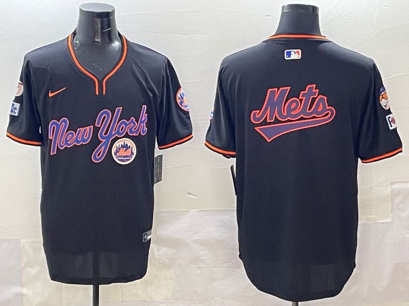 Men New York Mets Blank Black Throwback 2025 Nike MLB Jersey style 5073